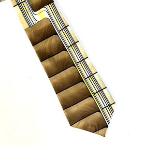 Graphic Print Tie Brown Hipster Rockabilly Di Capri Silk Necktie Retro Vintage